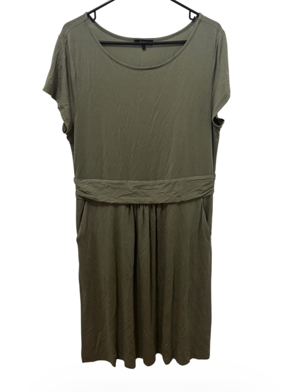 Quince Tencel Jersey Ruched Waist Dress Sage Green XL